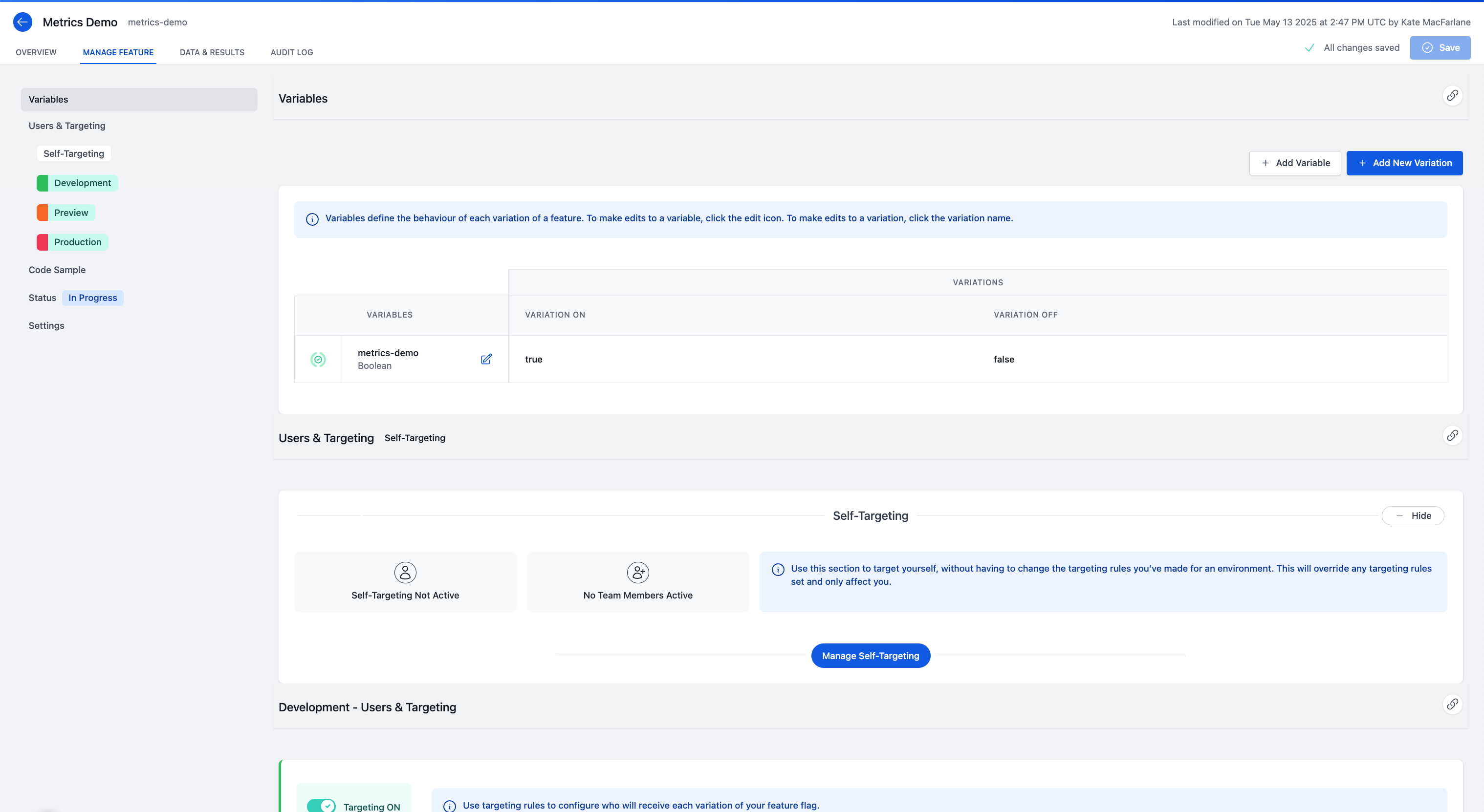 Manage Feature Tab